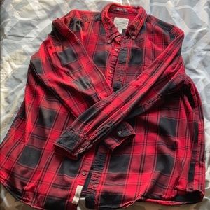 men’s red and black flannel
